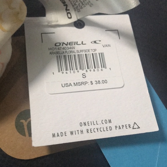 New O'Neill Surfside Floral-Print Bikini Top Small - Picture 4 of 4